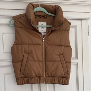 Abercrombie & Fitch Caramel Color Man Made Leather Puffer Vest
